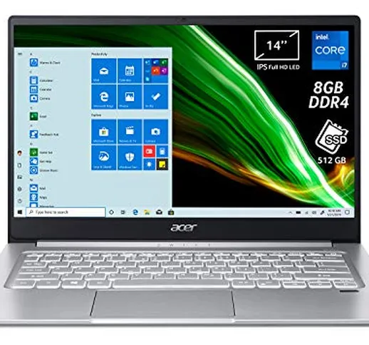 Acer Swift 3 SF314-59-79ZH Pc Portatile, Notebook, Processore Intel Core i7-1165G7, RAM 8...
