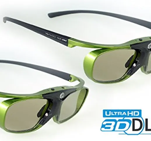 2x Hi-SHOCK® DLP Pro “Lime Heaven” | Occhiali 3D DLP Link per tutti i proiettori 3D Full H...