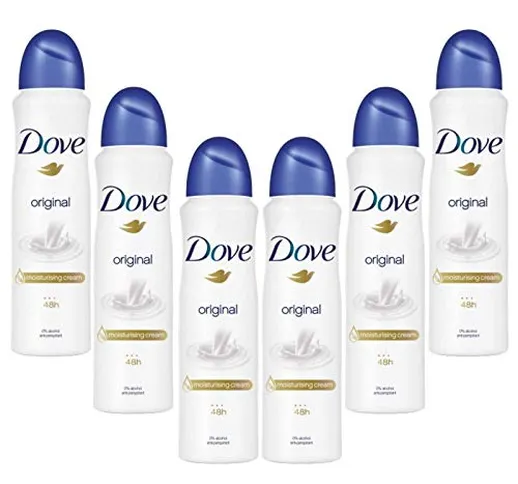Dove Original Spray deodorante anti-traspirante da 250 ml, confezione da 6
