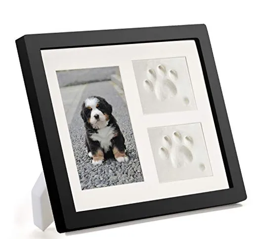 Coryfeel - Cornice portafoto tripla per foto con motivo a zampe di cane o gatto, 4 x 15 cm...