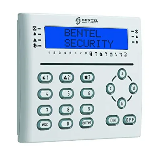 Bentel T-WHITE Tastiera LCD Bianca con Lettore di Prossimità e 3 Terminali I/O Programmabi...