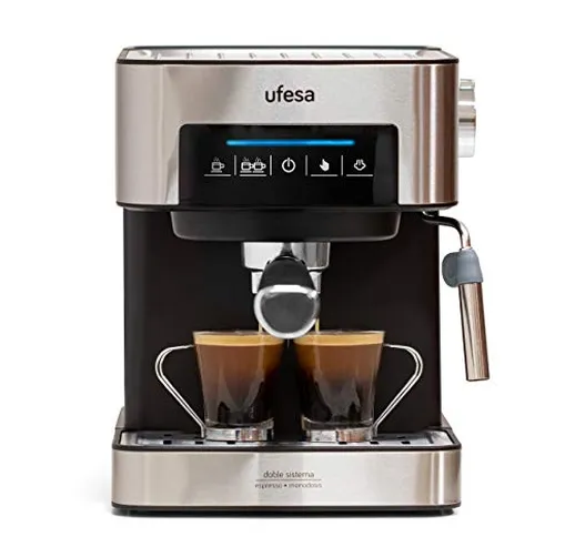 Ufesa CE7255 -Macchina espresso per caffè macinato o cialde e cappuccini, Touch Screen, Va...