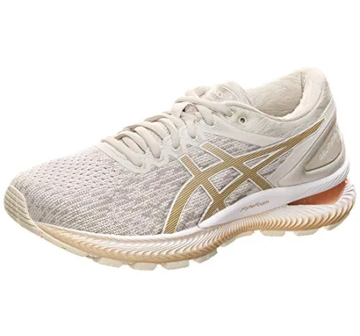 ASICS Gel-Nimbus 22 Knit, Scarpe da Ginnastica Donna, Birch/Champagne, 40 EU