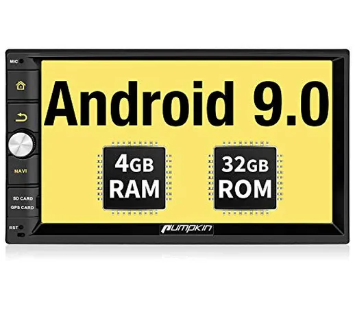 PUMPKIN Autoradio 2din android 9.0 navigation stereo GPS 4G/ 32G da 7 pollici, avvio 1s, s...