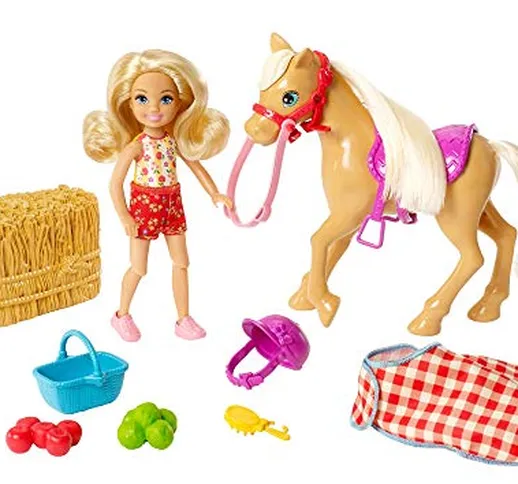 Barbie Playset di Fattoria Sweet Orchad, Bambola Chelsea con Pony e Accessori, Giocattolo...