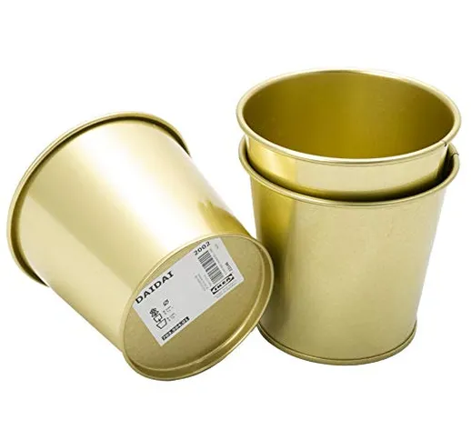 Ikea Daidai Set di 3 vasi per piante, in acciaio color ottone/oro, 9 cm