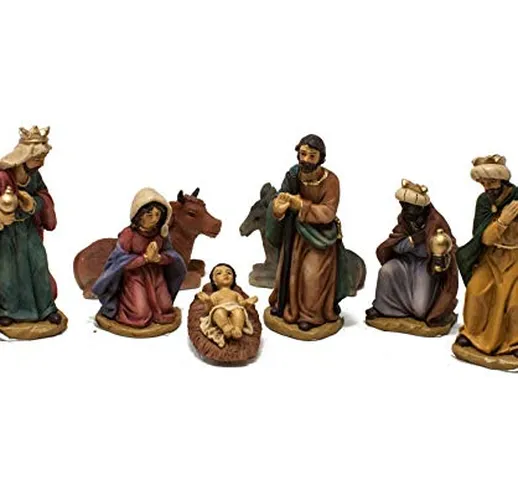 Joy Christmas Natività in Resina Completa 9 cm Set 8 Pezzi Presepe - 48200