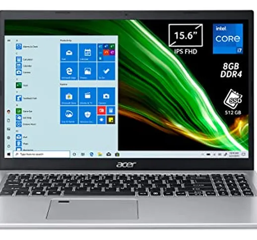 Acer Aspire 5 A515-56-72J0 PC Portatile, Notebook, Intel Core i7-1165G7, Ram 8 GB DDR4, 51...