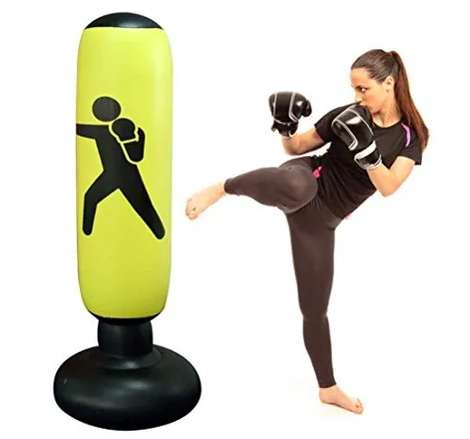 CSPone 160CM Sacco da Boxe da Terra per Bambini Adulti Sacca da Boxe Gonfiabile Punching B...