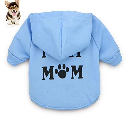 Macabolo - Vestiti per cani di piccola taglia con scritta stampata I Love My Mom, felpa co...