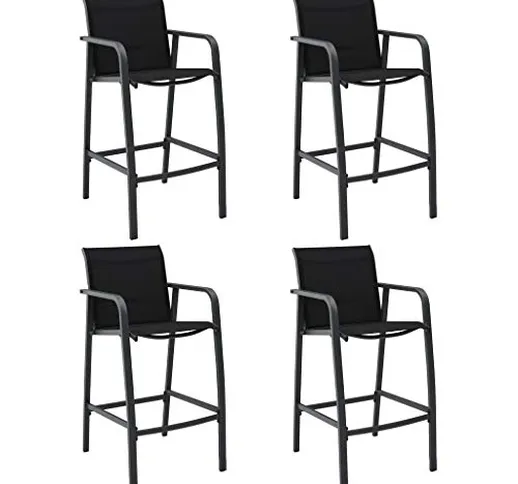 vidaXL - Set di 4 sedie da bar da giardino, in textilene, colore: Grigio