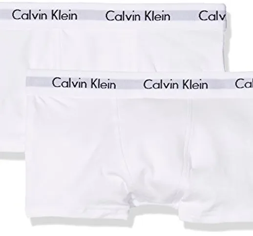 Calvin Klein Modern Trunk Intimo, Bianco (White/White 100), 12-14 Anni (Pacco da 2) Bambin...