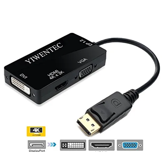 Adattatore DisplayPort, YIWENTEC dp1.2 DisplayPort a HDMI/DVI/VGA maschio a femmina cavo a...