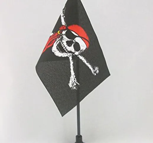 AZ FLAG Bandiera da Tavolo Pirata con Bandana Rosso 15x10cm Punta Dorata - Piccola BANDIER...