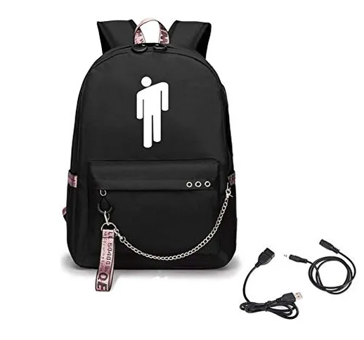 Billie Eilish Zaini Casual Leisure Student Bright Schoolbag con Ricarica USB Borsa Casual...