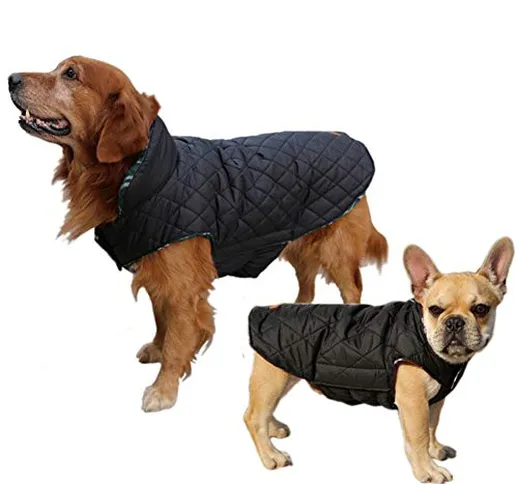 RTEAQ Cappotto Cani Cappotto Reversibile Impermeabile Medio Grande per Cani di Taglia Gran...