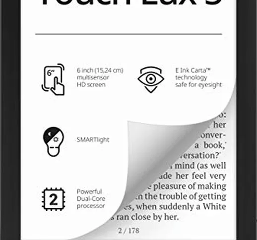 PocketBook - Lettore e-book Touch Lux 5, 8 GB di memoria, 15,24 cm (6 pollici) E-Ink Carta...