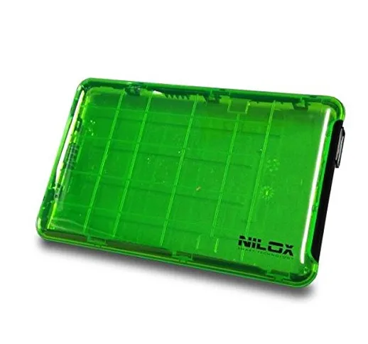 Nilox - Case Esterno Box Vuoto per Hard Disk, USB 3.0, Verde/Trasparente