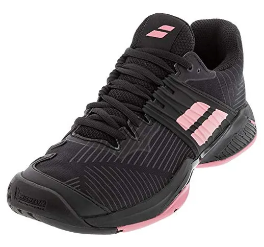 Babolat Propulse Fury AC Women, Scarpe da Tennis Donna, Black/Geranium Pink, 37 EU