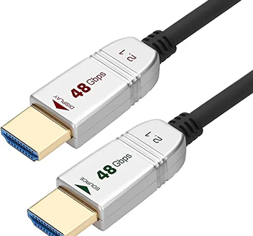 FeizLink - Cavo in fibra HDMI 2.1 8K 15M 4K 120Hz 8K 60Hz 48Gbps Dynamic HDR10 / eARC/HDCP...