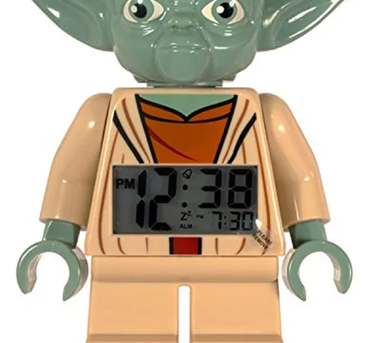 Lego Sveglia retroilluminata 9003080 Star Wars per bambini minifigure Yoda | verde/marrone...