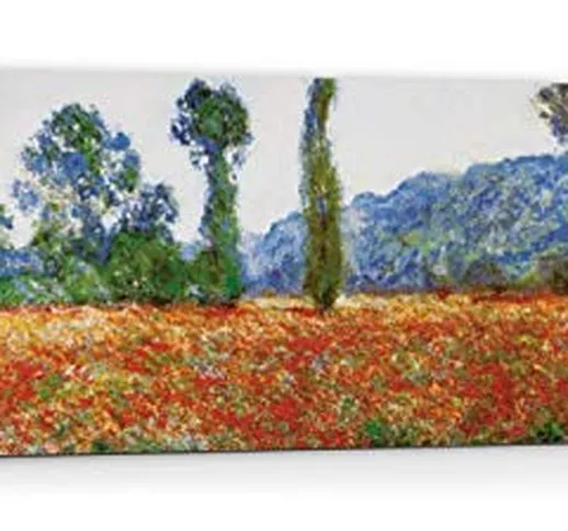 1art1 Claude Monet - Campo di Papaveri A Giverny, 1890 Stampa su Tela (150 x 50cm)