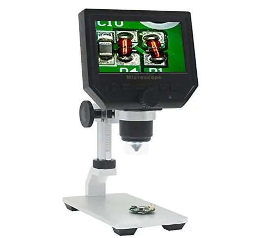 WYLDDP Microscopi USB, Supporto LCD Desktop Solo microscopio Digitale con Display 3,5 Poll...