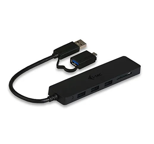 i-tec - Ciabatta per USB 3.0 Slim a 3 Porte con Lettore per Memory Card Adattatore OTG, Co...