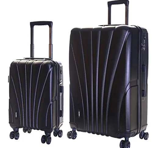 Karabar Set di 2 Trolley Bagaglio a Mano e da Stiva Valigie Rigida Leggera XL 76 cm 4,5 kg...