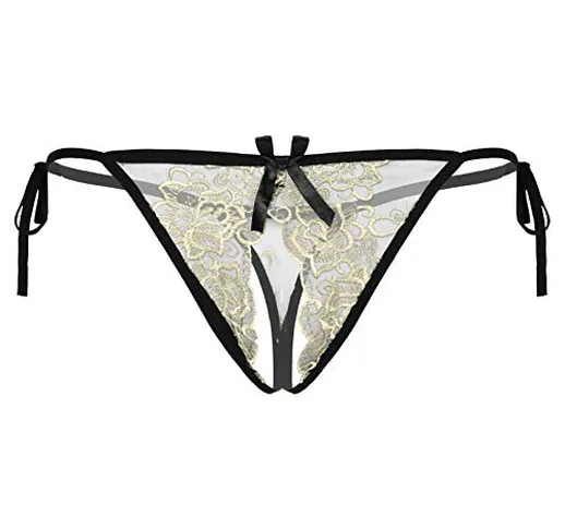 Yeahdor Perizoma da Uomo G-String Thong Tanga con Ricamo Slip Maschile in Pizzo Floreale T...