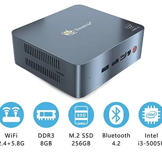 Beelink U55 Mini PC Intel Core i3-5005U Processore DDR3L 8GB/256GB SSD Supporto Espandibil...