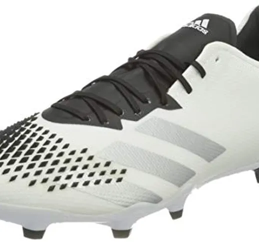 adidas Predator 20.2 Fg, Scarpe da Calcio Uomo, Ftwr White/Silver Met./Core Black, 43 1/3...