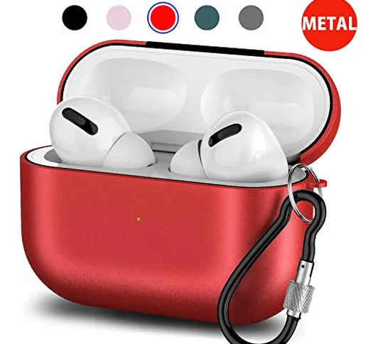 QcoQce Cover Airpods PRO, Custodia Airpods PRO in Metallo per Antipolvere Antiurto con Por...