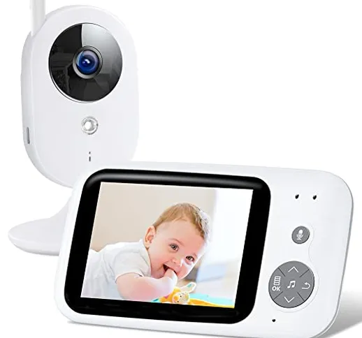 Baby Monitor Video a Colori LCD da 3,2 Pollici Baby Monitor Trasmissione a 2,4 GHz, Comuni...