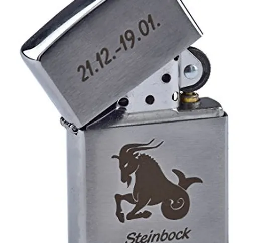 Zippo con segno zodiacale inciso su cromo spazzolato, accendino a benzina ideale come rega...