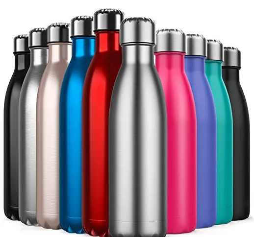 BICASLOVE Bottiglia Termica, Bottiglia per Vuoto in Acciaio Inossidabile,Design a Doppia P...