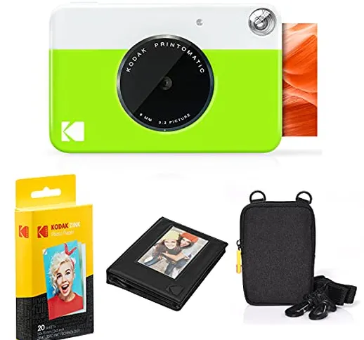 KODAK Pacchetto Deluxe per Fotocamera istantanea Printomatic (Verde) + Carta Zink (20 Fogl...