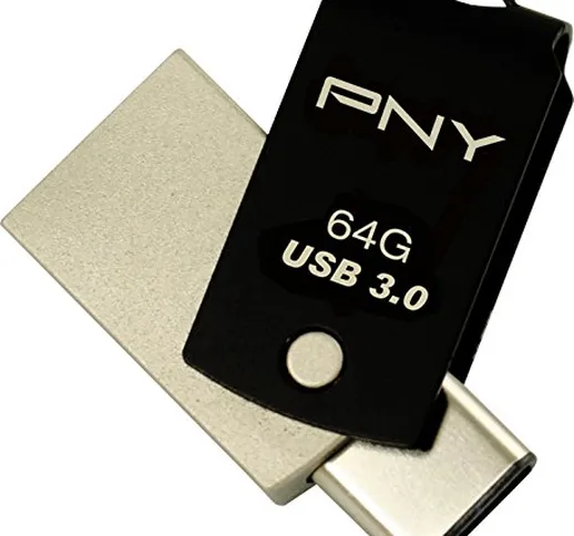 PNY UCD10 Chiavetta USB 2in1, Typ0 C 3.0 / Type 0 USB 3.0, 64 GB