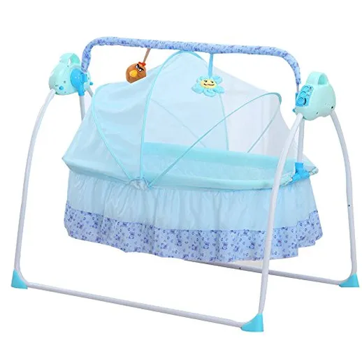 Culla Altalena elettrica automatica Lettino Letto con materasso neonato Bambino (Blu)