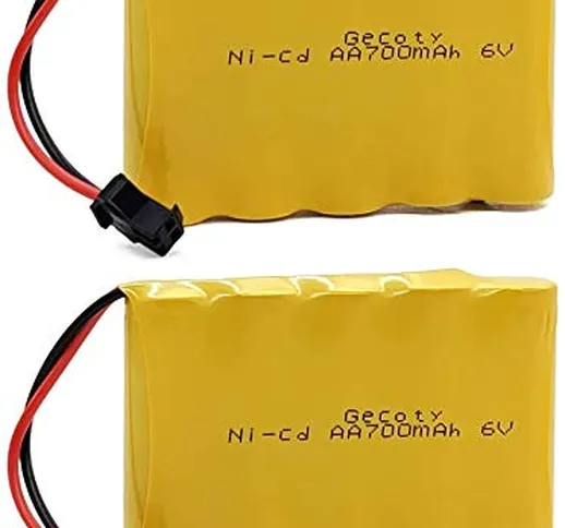 Gecoty® Batterie 6V RC, pacco batterie ricaricabili AA da 2 pezzi 700 mAh con spina SM 2P...