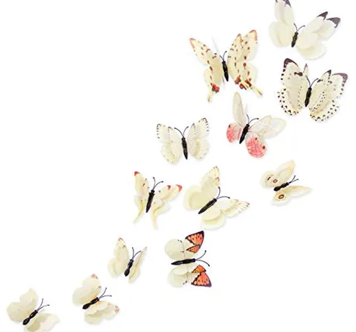 MissBirdler, 24 pezzi. Farfalle effetto 3D frigorifero farfalla magnete con punti adesivi...