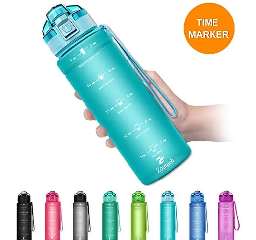 Borraccia Sportiva BPA Free Tritan Plastic ZOUNICH-500ml/17oz, 700ml/24oz, 1000ml/32oz, 12...