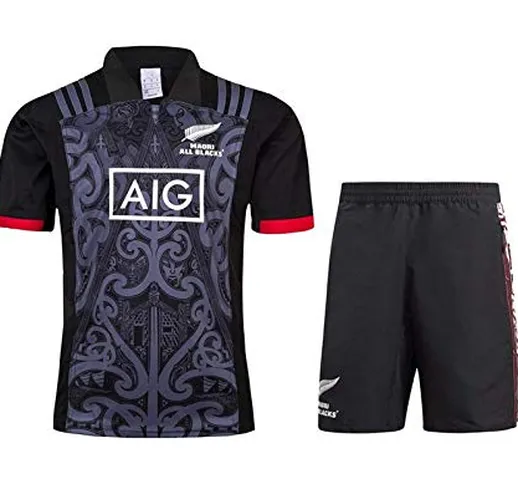 New Zealand Maori rugby Jersey DZHTSWD Uomo, All Black 2019 Camicie casa Rugby League e Fo...