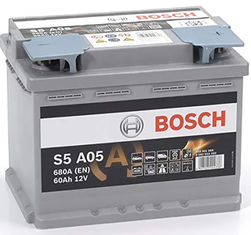 Bosch S5A05, Batteria per Auto, 60A/h - 680A, Tecnologia AGM, Adattato per Veicoli con Sis...