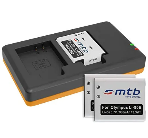 3 Batterie + Caricabatteria doppio (USB) per LI-90B Li-92B / Olympus Tough TG-1, TG-2, TG-...