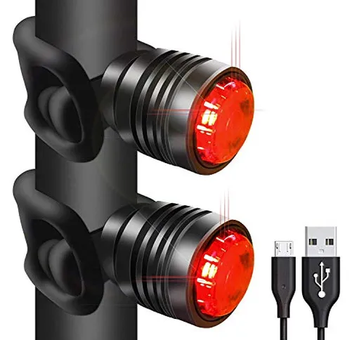 WASAGA Luci Posteriori USB Ricaricabili per Bici, Pista per Luce Posteriore a LED per 26 O...