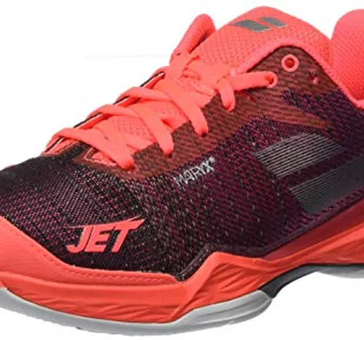 Babolat Jet Mach II Clay Sandplatzschuh Damen-Rot, Schwarz, Scarpe da Tennis Donna, Fluo P...