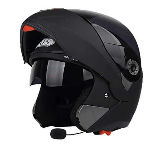 OUTO Casco Staccabile Quattro Stagioni Bluetooth Funzione Anti-Nebbia Doppia Lente Casco M...