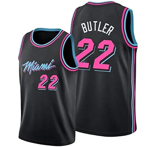 Gflyme Maglia da Uomo Sport T-Shirt NBA Miami Heat Jersey No.22 Butler Uomo HerroNo.14 Ric...