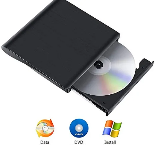unità Dvd CD Esterna USB 3.0,Lettore CD USB Portable Slim CD +/- RW/CD-Rom Dvd-Rom, Master...